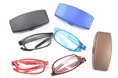 4 PAIR LOT FOLDING READING GLASSES COMPACT READERS STRENGTH MEN WOMEN PACK NEW