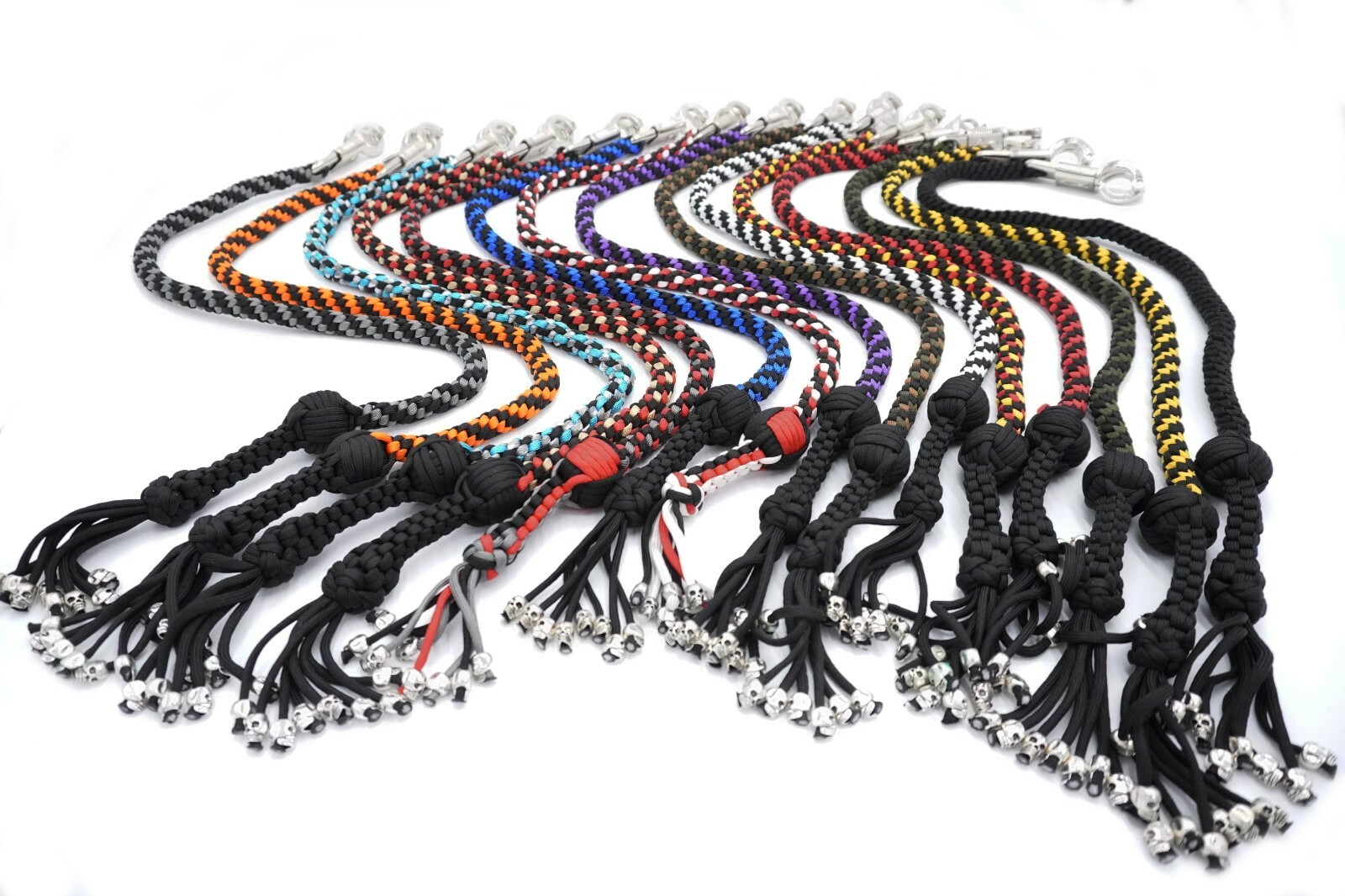 550 Paracord Motorcycle Whip Get Back whip 1" Ball & Skulls 36" Teal Gray Black