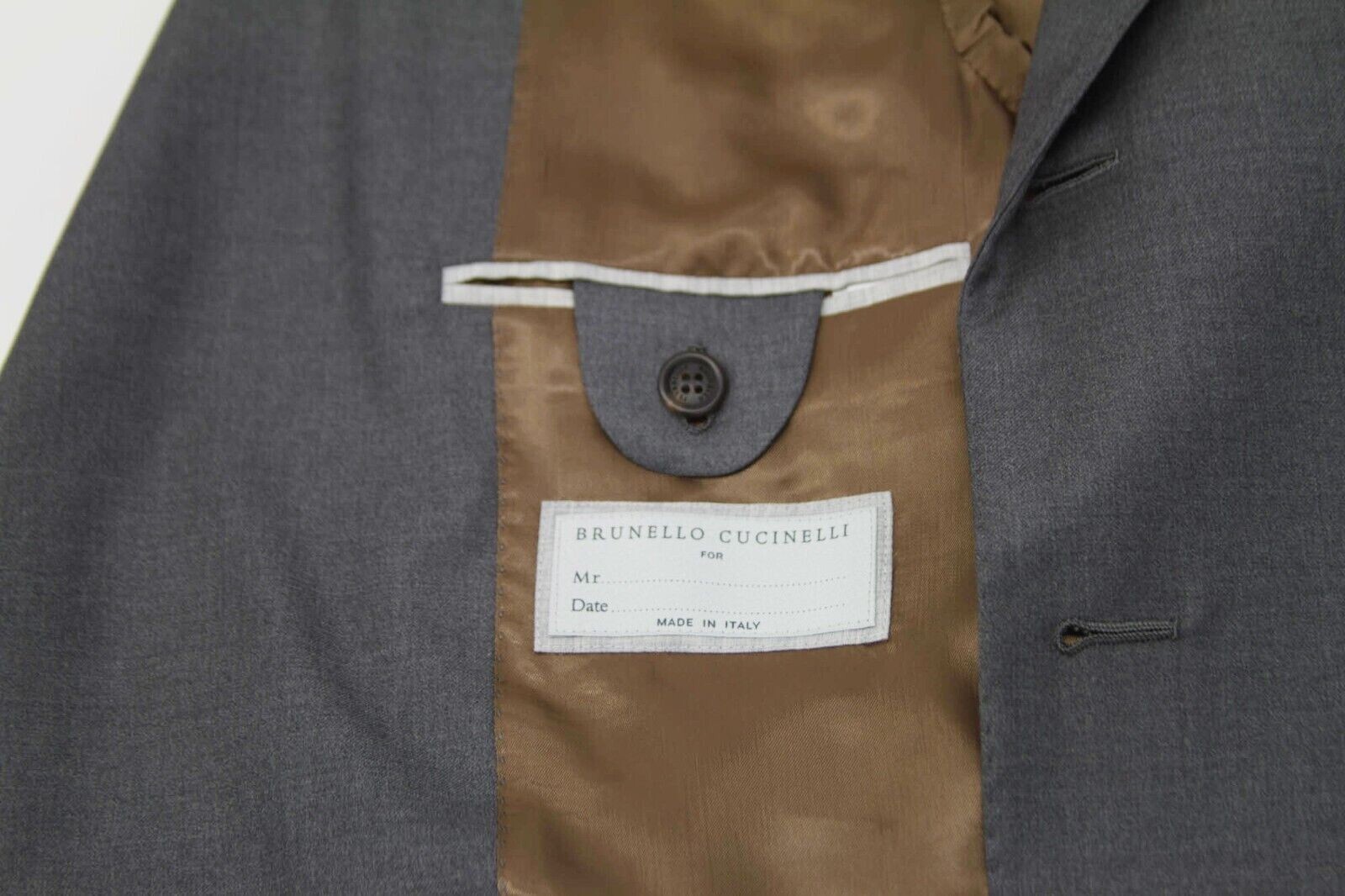 Pre-owned Brunello Cucinelli Nwt$4695  Men 100% Virgin Wool 2pc Suit With Logo Buttons A228 In Gray