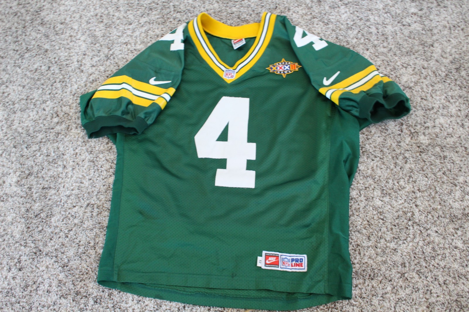 Super Bowl 32 Brett Favre Green Bay Packers NIKE On Field