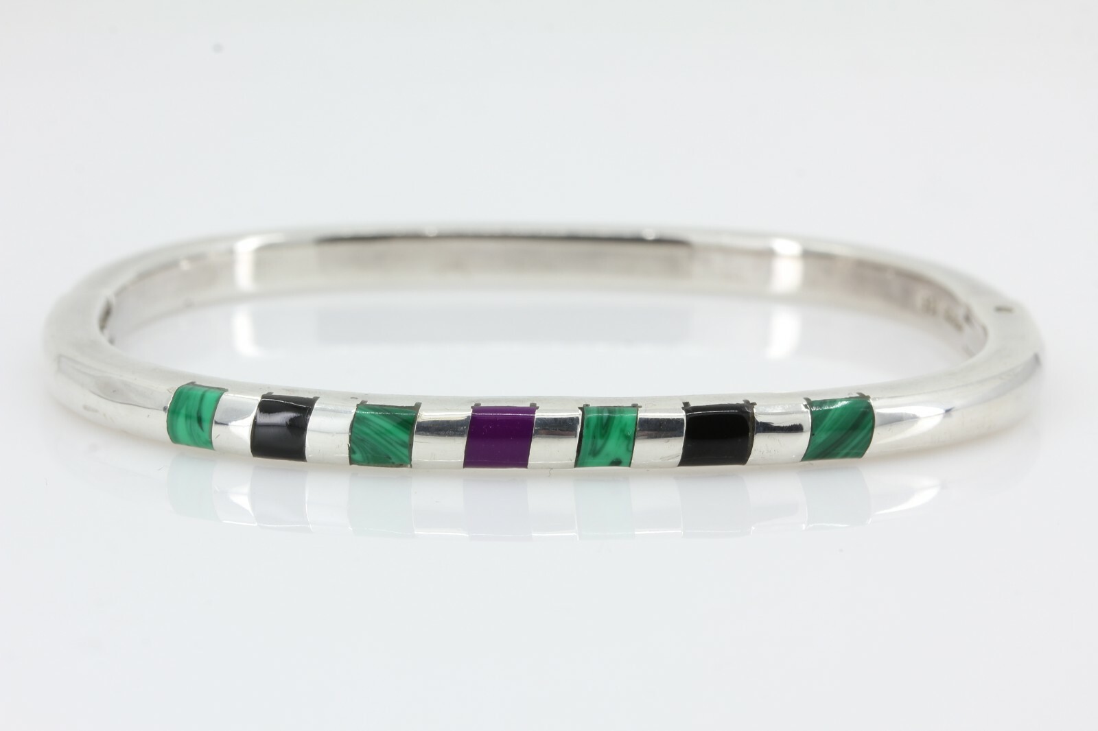 ブレスレット シルバー925 Mexico TF-13 TCH-13 Mexico 925 Sterling Silver Inlaid Onyx Malachite