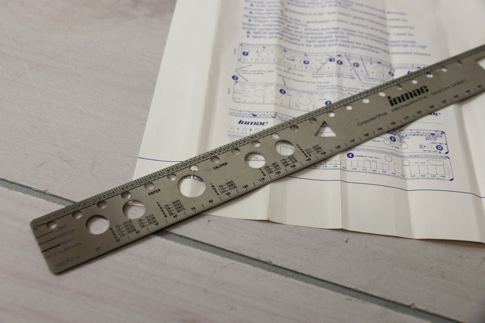 Inmac Forms Design Ruler No.5950 Scale Template Caliper Metal USA Graduated