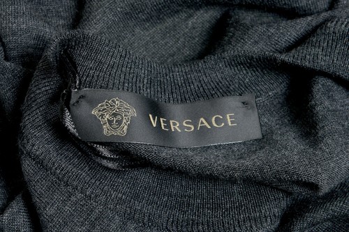 Pre-owned Versace Men's 100% Wool Gray Crewneck Sweater Size S M L