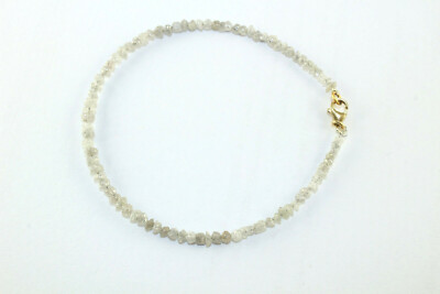 Pre-owned Big-diamonds Grey Rough Uncut Diamond Beads Bracelet With 18k Gold Lobster Clasp 2.50-3.00 Mm In Gray