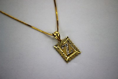 10K Gold Initial Pendant Charm Boy Men and/or Box Chain