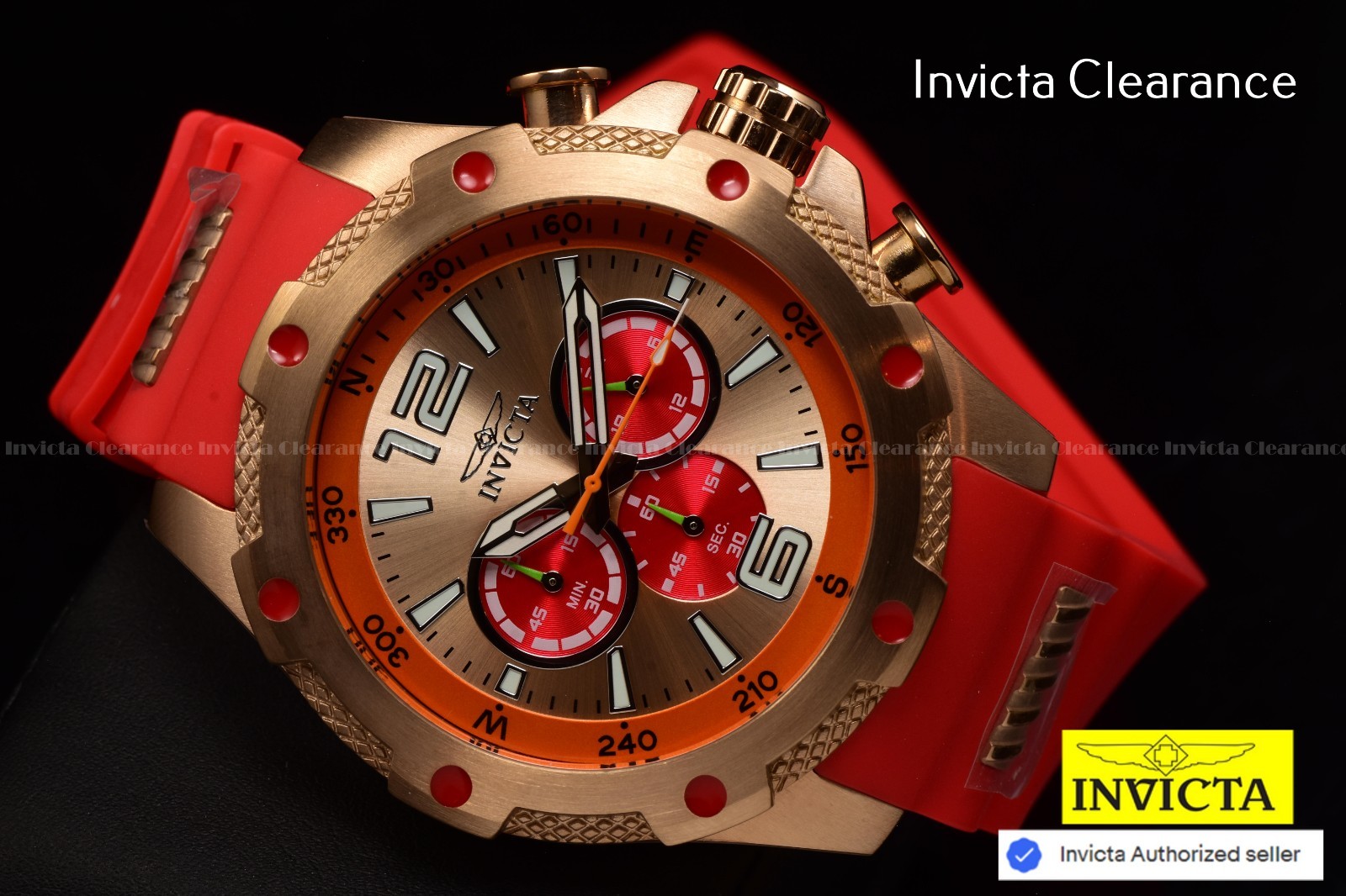 Invicta Mens I-FORCE AXIS 50mm IVORY Dial Chronograph Red