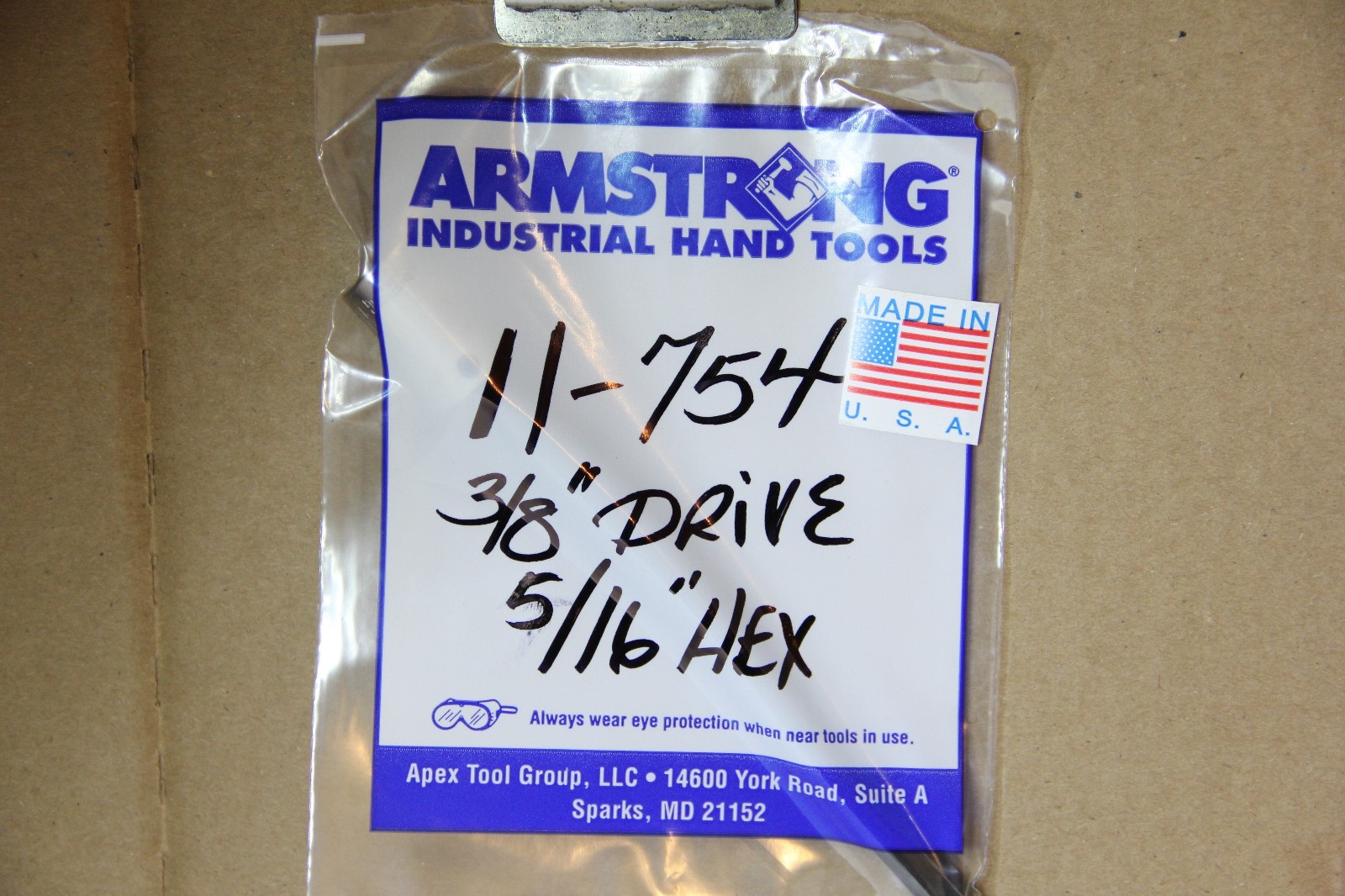 ARMSTRONG 11-754 3/8-INCH DRIVE 5/16 HEX DRIVER SOCKET MADE IN USA FREE SHIPPING
