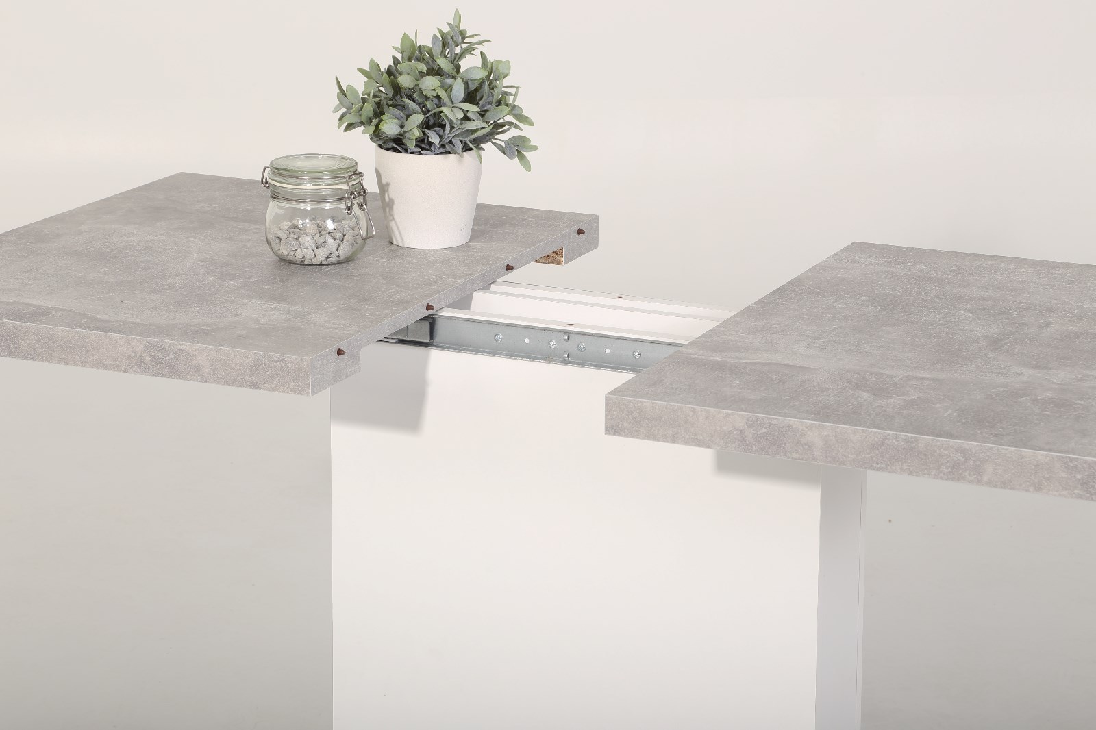 Tisch Britt Esszimmertisch Küchentisch Ausziehbar 110-150 cm Weiß Beton