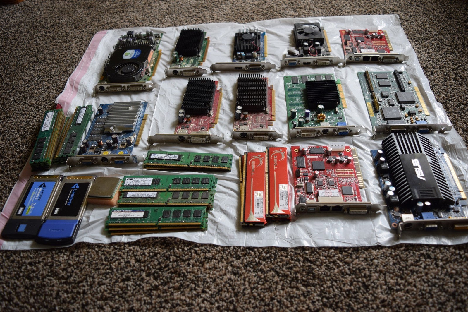 Lot of 12 Mixed PC Desktop Video Cards, Desktop Ram & More *Read Listing* As-Is
