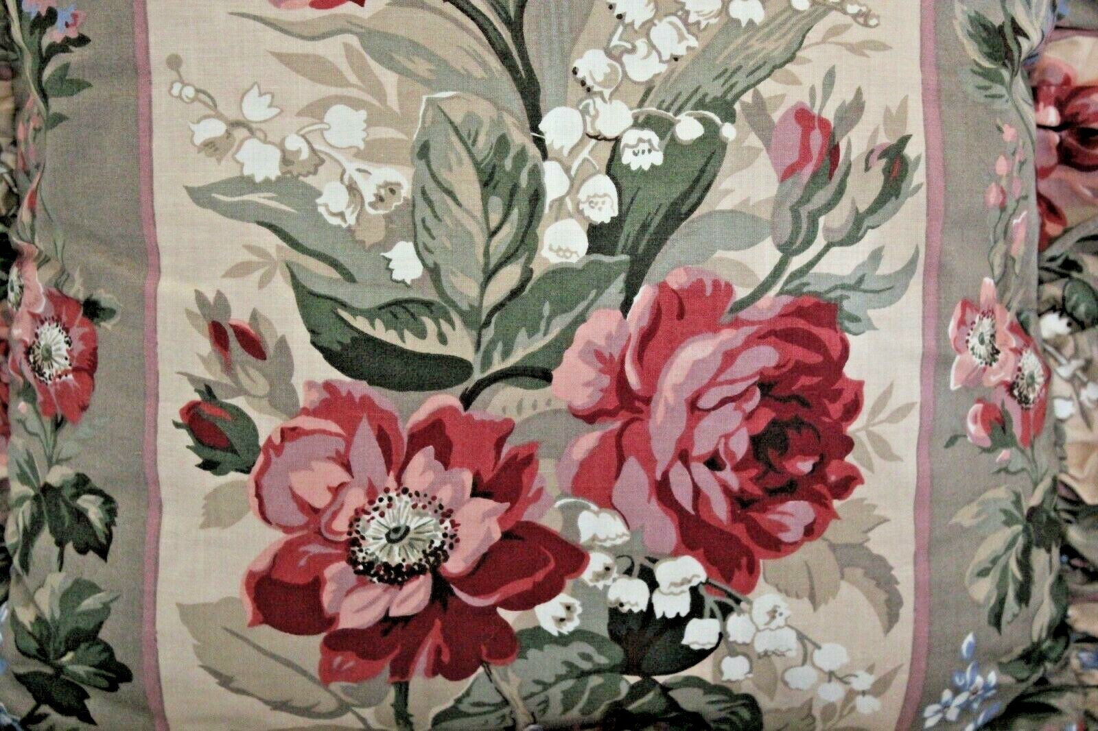 Waverly Carolina Rose Lily of the Valley Fabric Custom Ruffled Throw Pillow