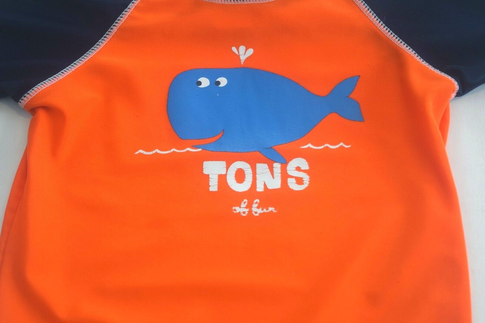 Carter's Infant Boys Orange Whale Nautical Rashguard Swim Top S/S Size 24M EUC