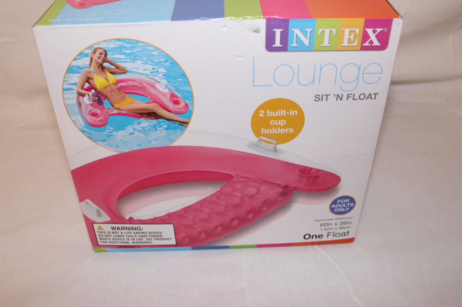 New Intex Sit N Float Inflatable Swimming Pool Raft Chair Lounge Seat Large Pink