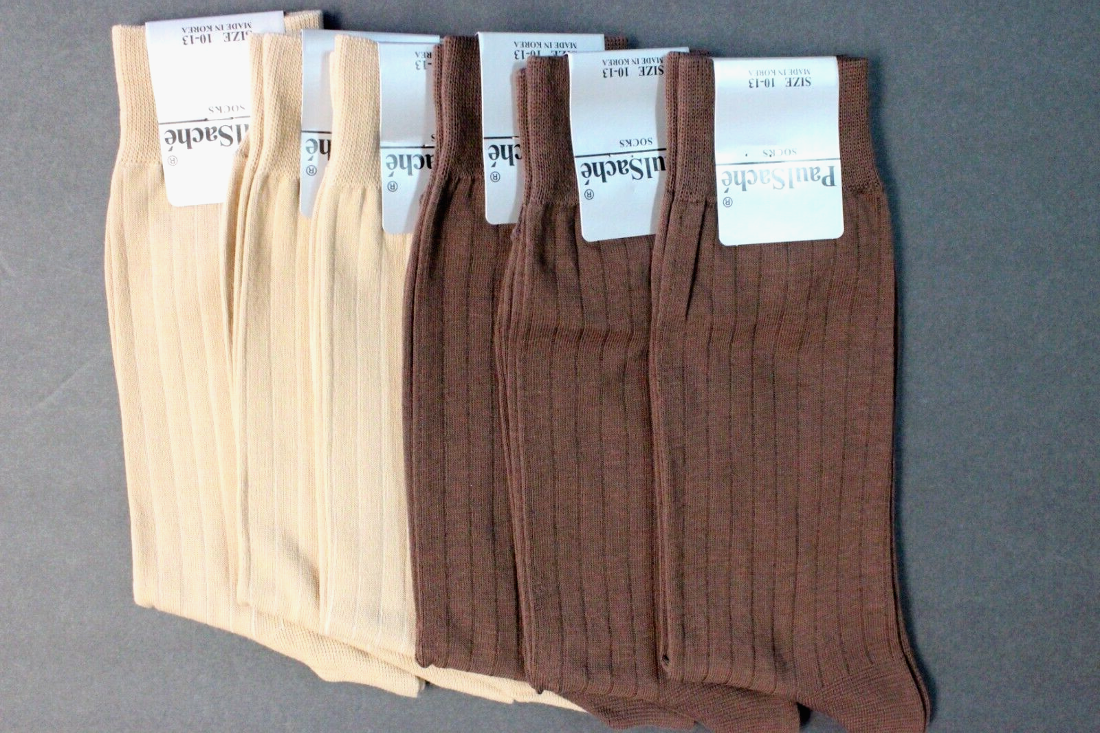 S Size 10-13 Shoe 8-11 Cotton Brown Crew Tan Rib