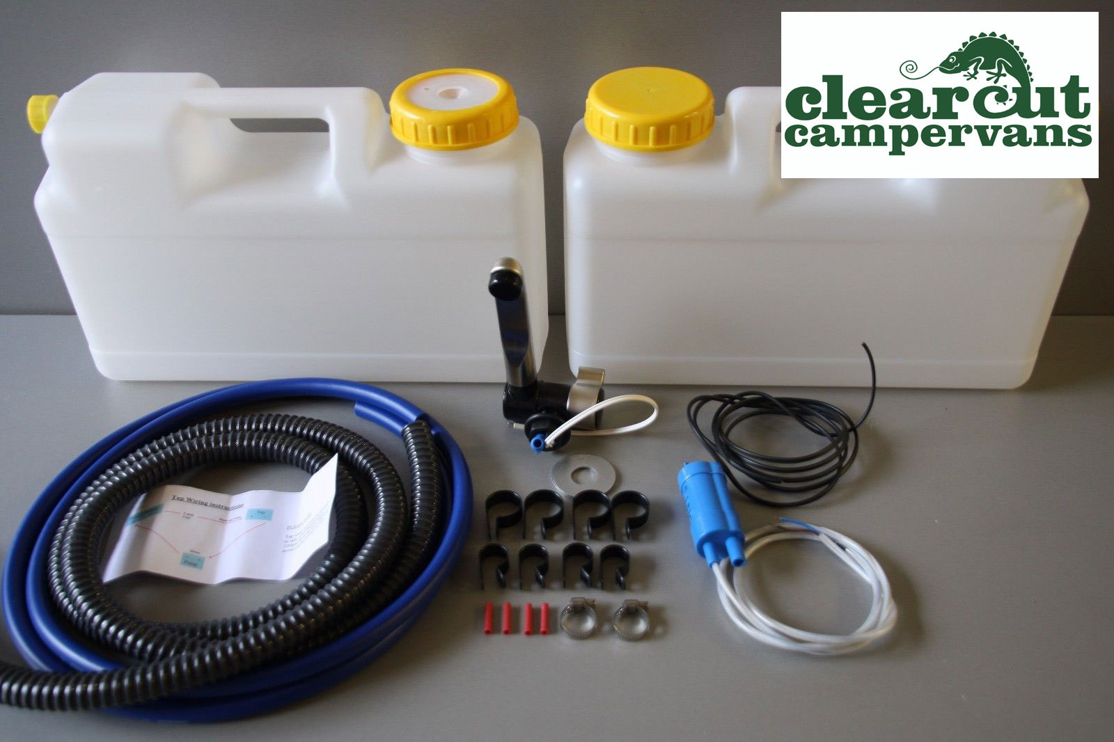 Plumbing Kit for Campervan Sink,Tap & Pump & 12l Water Containers Suit