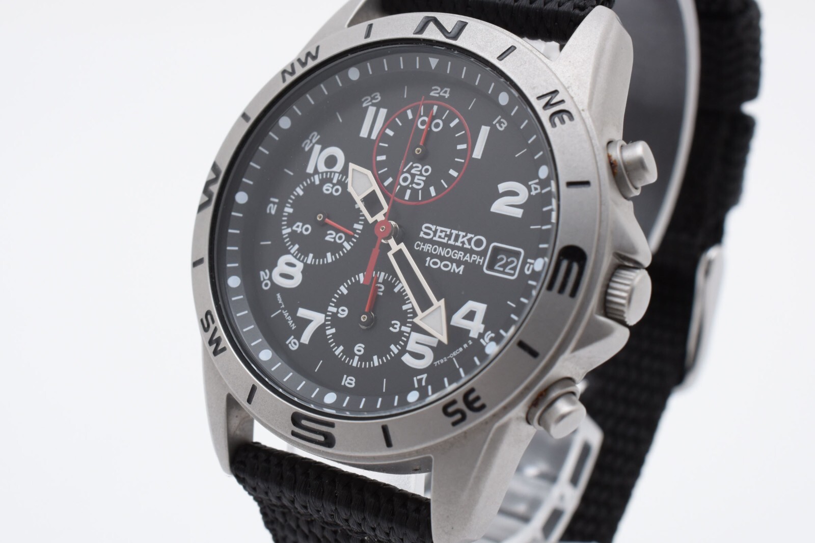 MINT] SEIKO Chronograph 7T92-0DX0 Black Dial Quartz Men's