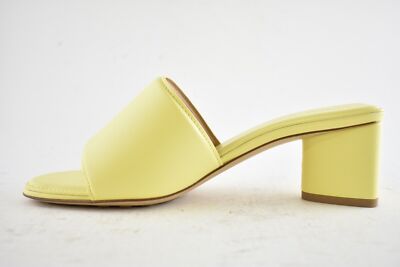 Pre-owned Bottega Veneta Band Lemonade Yellow Leather Sandal Backless Mule Heel Pump 38