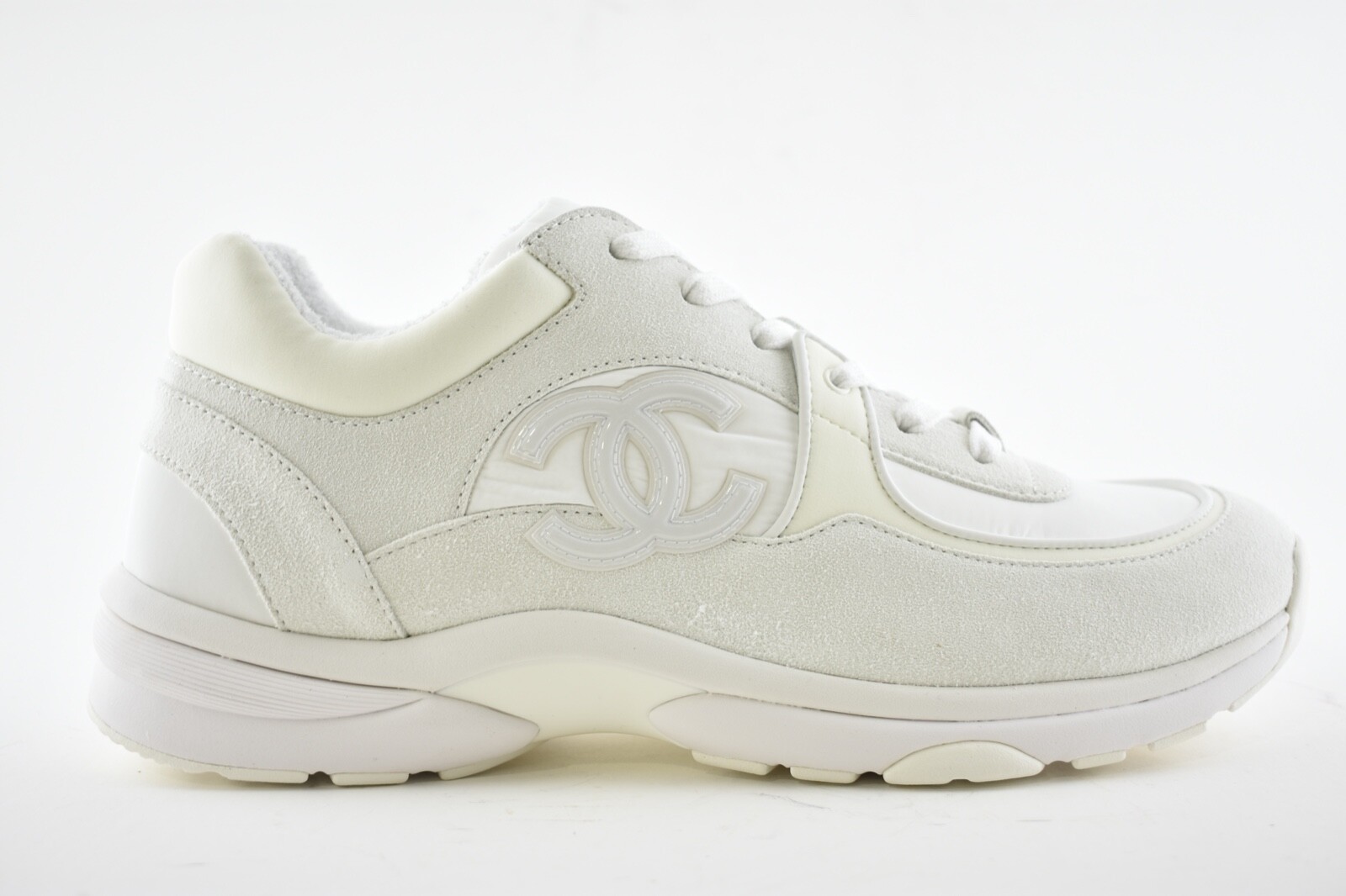 Chanel REV Mens White Suede Leather CC 