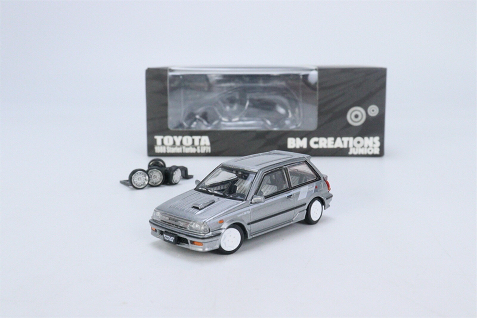 STARLET RCスケールモデル BMC 1/64 Toyota Starlet 1988 Turbo S Silver Diecast Car