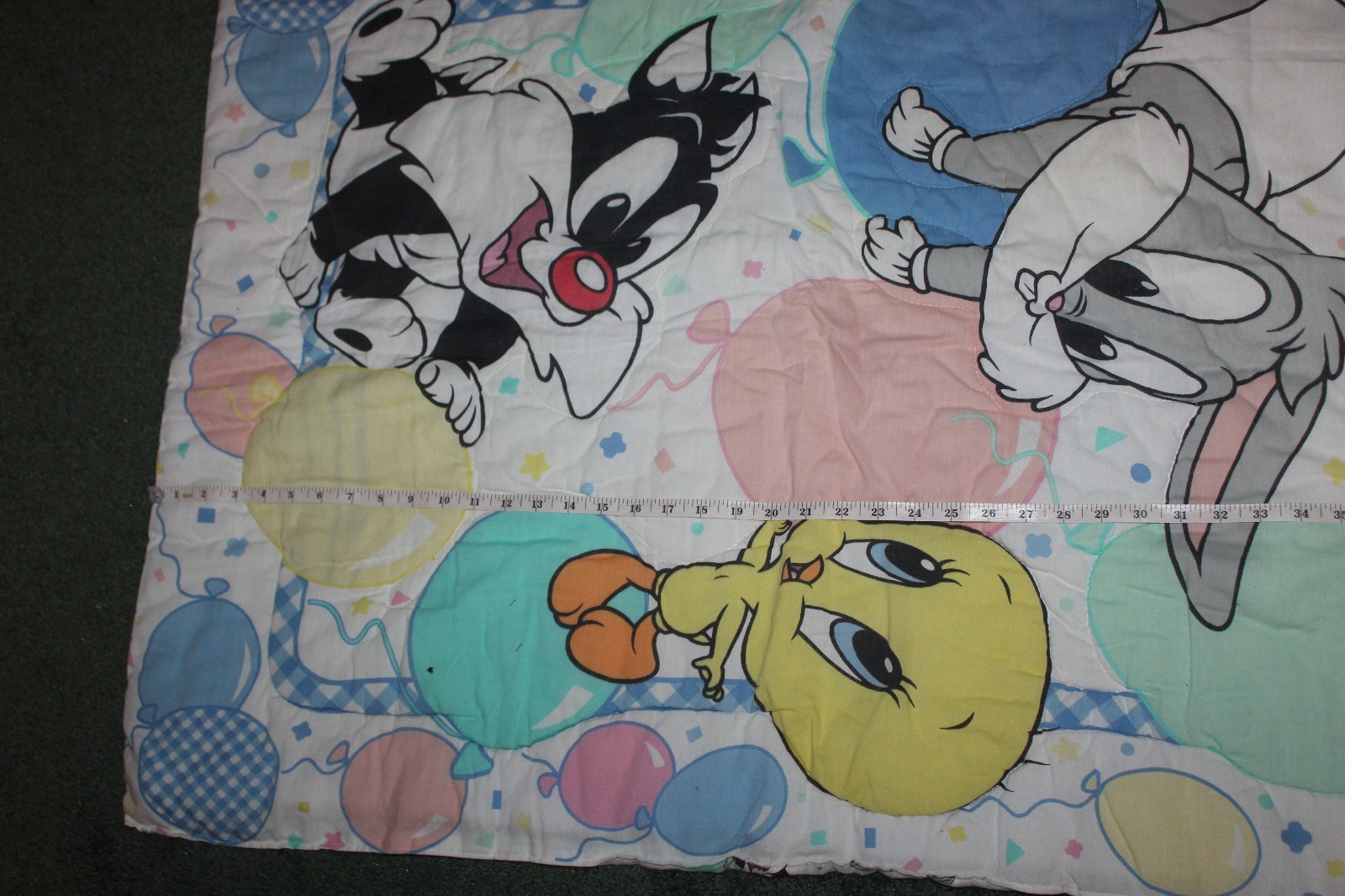 Vintage Baby Looney Tunes Balloon Nursery Crib Blanket Quilt Bumper Pads Bedding