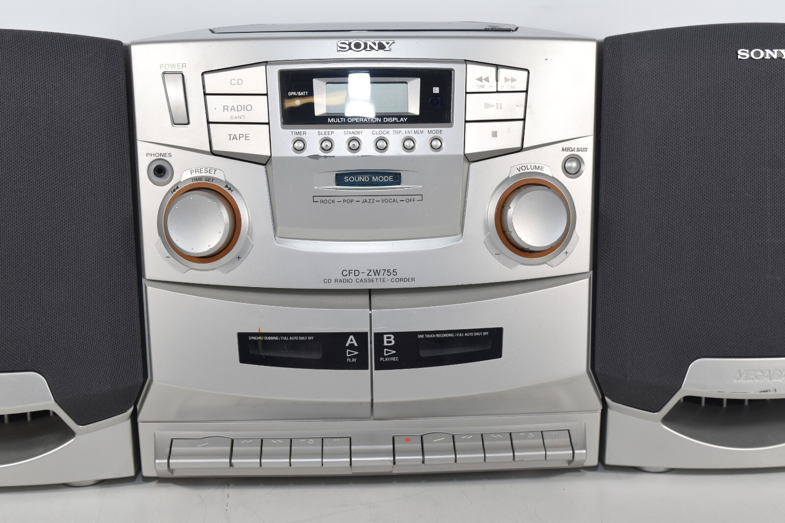 Sony CFD-ZW755 Boombox CD Radio Dual Cassette Player/Recorder
