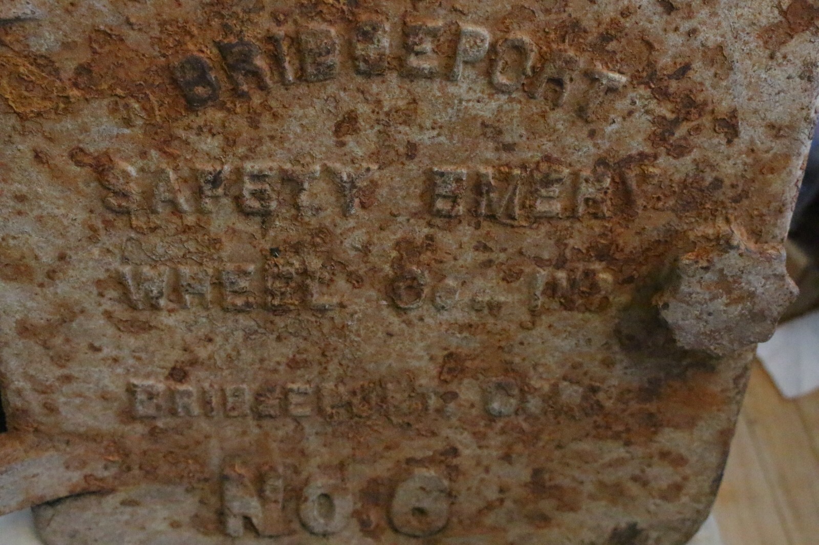 Antique 1910's BRIDGEPORT SAFETY EMERY WHEEL CO CAST IRON DOOR PLATE INDUSTRIAL