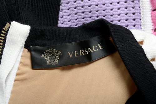 Pre-owned Versace Women's Sleeveless Stretch Sheath Knitted Dress Us 6 It 42 In Multicolor
