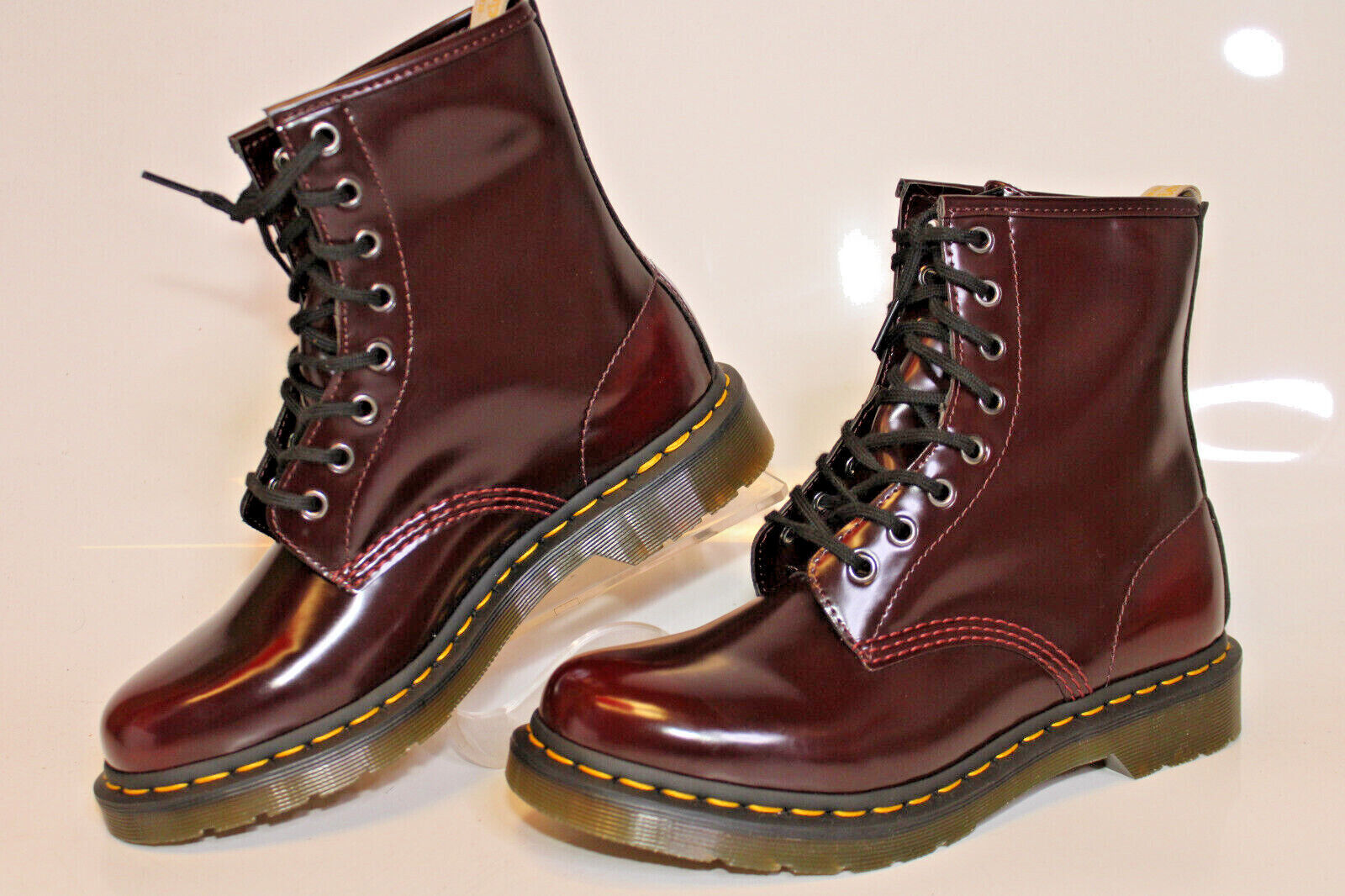 Dr. Martens Combat Vegan RubOff Women Cherry Red Boots ONLY Dr. Martens Combat Vegan RubOff Women Cherry Red Boots ONLY