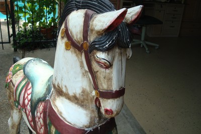 Vintage Large Hand Carved Wood Carousel Horse