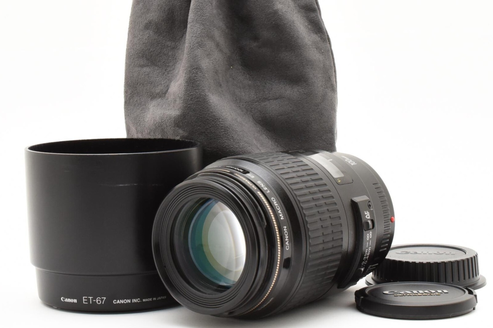 CANON MACRO LENS EF 100mm 2.8 ET-67 レンズ Canon EF 100mm f/2.8 Macro USM Prime Lens [Exc+++] w/ET-67