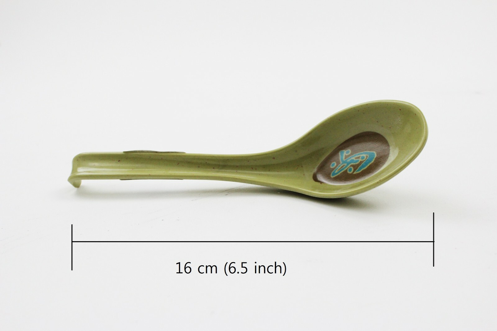 6 PCS Chinese Japanese Green Color Soup Spoons with Long Handle Hook