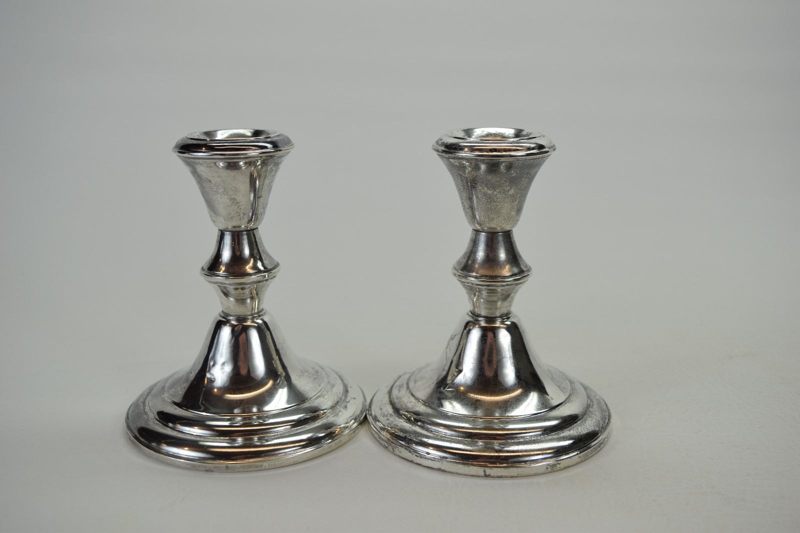 Pair Sterling Silver Candle Holders By Frank M Whiting Company Weighted #223