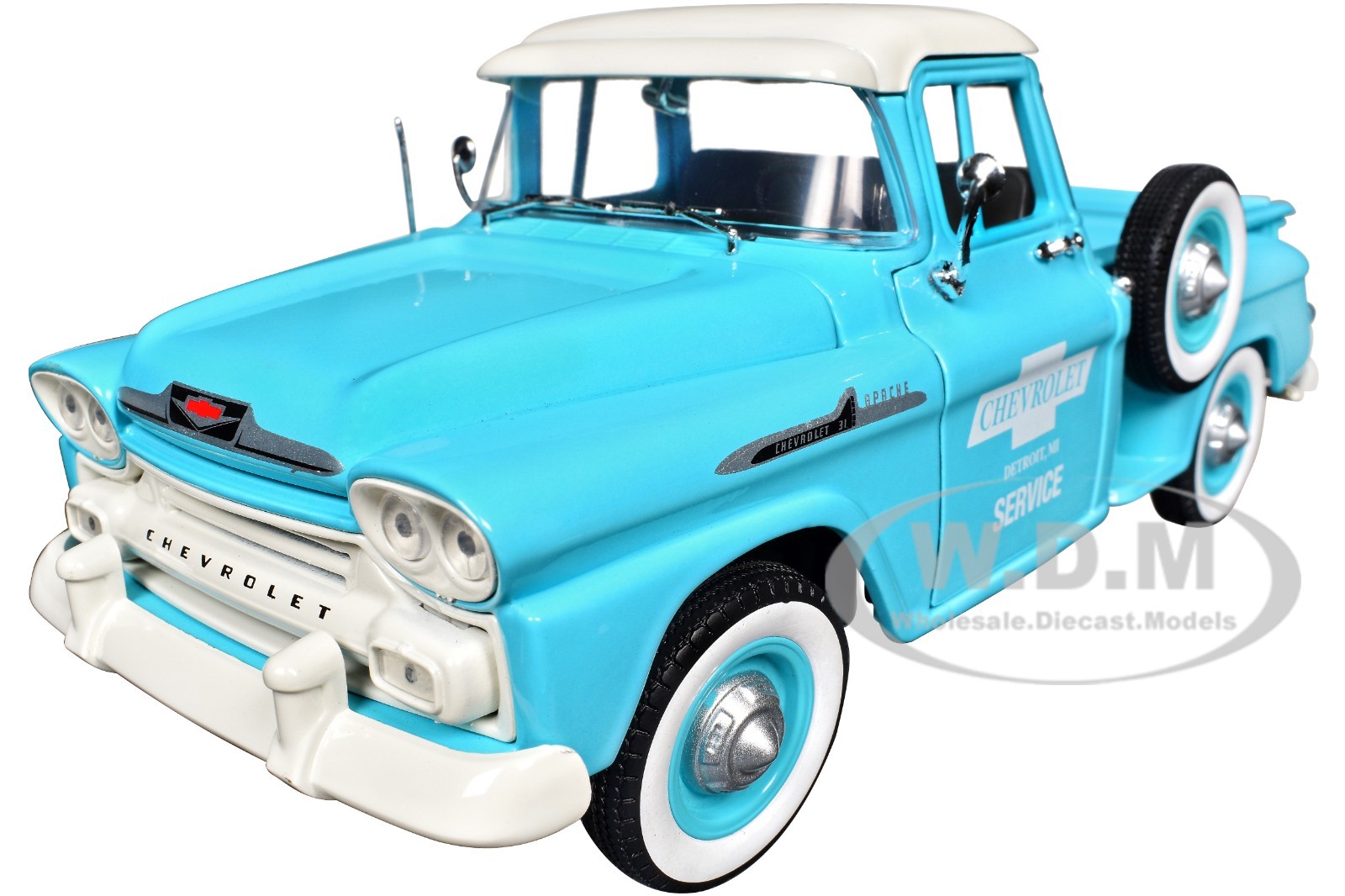 1958 CHEVROLET APACHE STEPSIDE PICKUP LIGHT BLUE 1/24