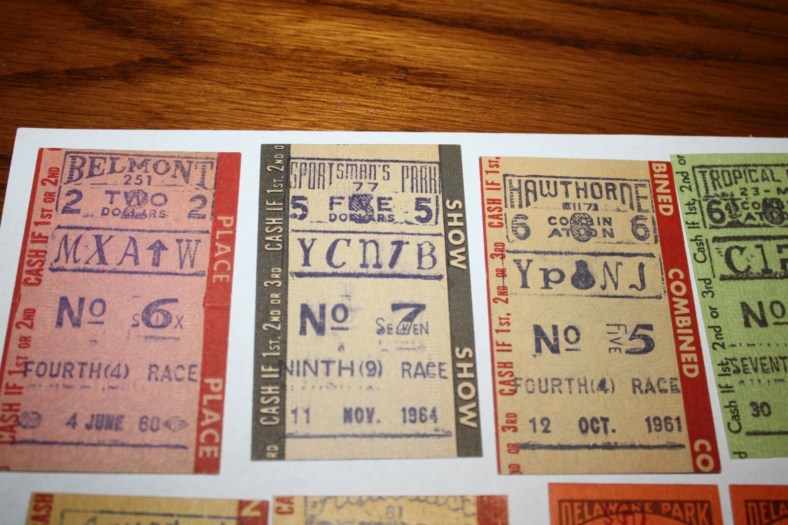 10 VINTAGE HORSE RACING BETTING TICKETS TOTE 1940' 60'S