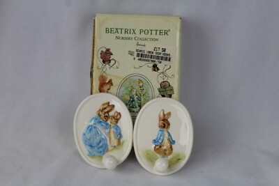 2 Piece Schmid Beatrix Potter Wall Hooks, Peter Rabbit NOS