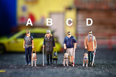 Miniature Figure Blind Guide Dog H0 1/87 or Scale 1/64 Hotwheels