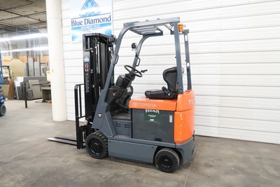 2013' Toyota 7FBCU15, 3,000# Electric Forklift, 3 Stage, S/S, 1,760 Hours!