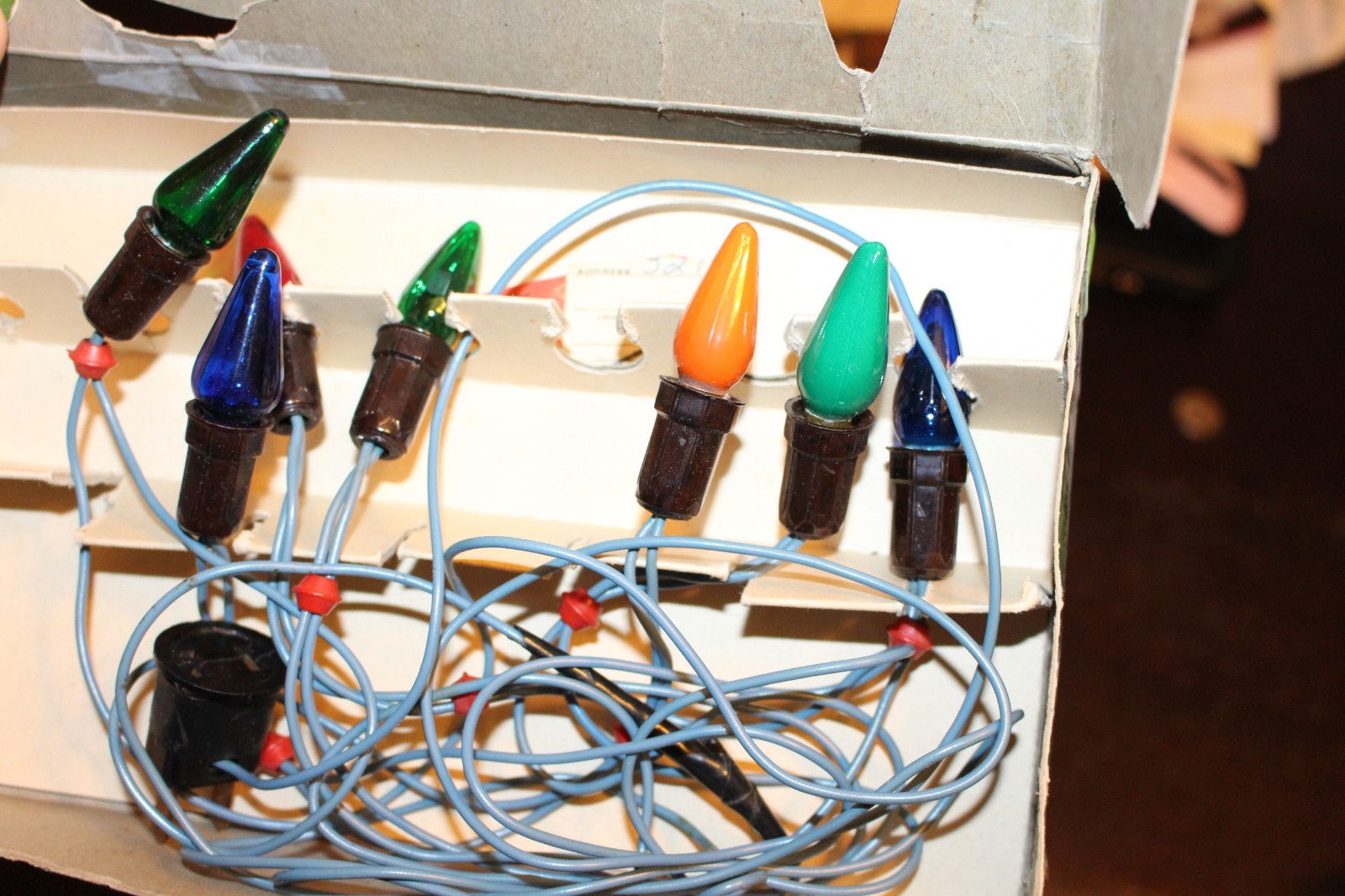 VINTAGE NOMA CHRISTMAS TREE SANTA LITES LIGHTS WITH BOX HOLIDAY DECORATION