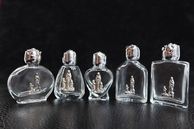 Holy Source WATER, 6 shiny glass LOURDES  bottles