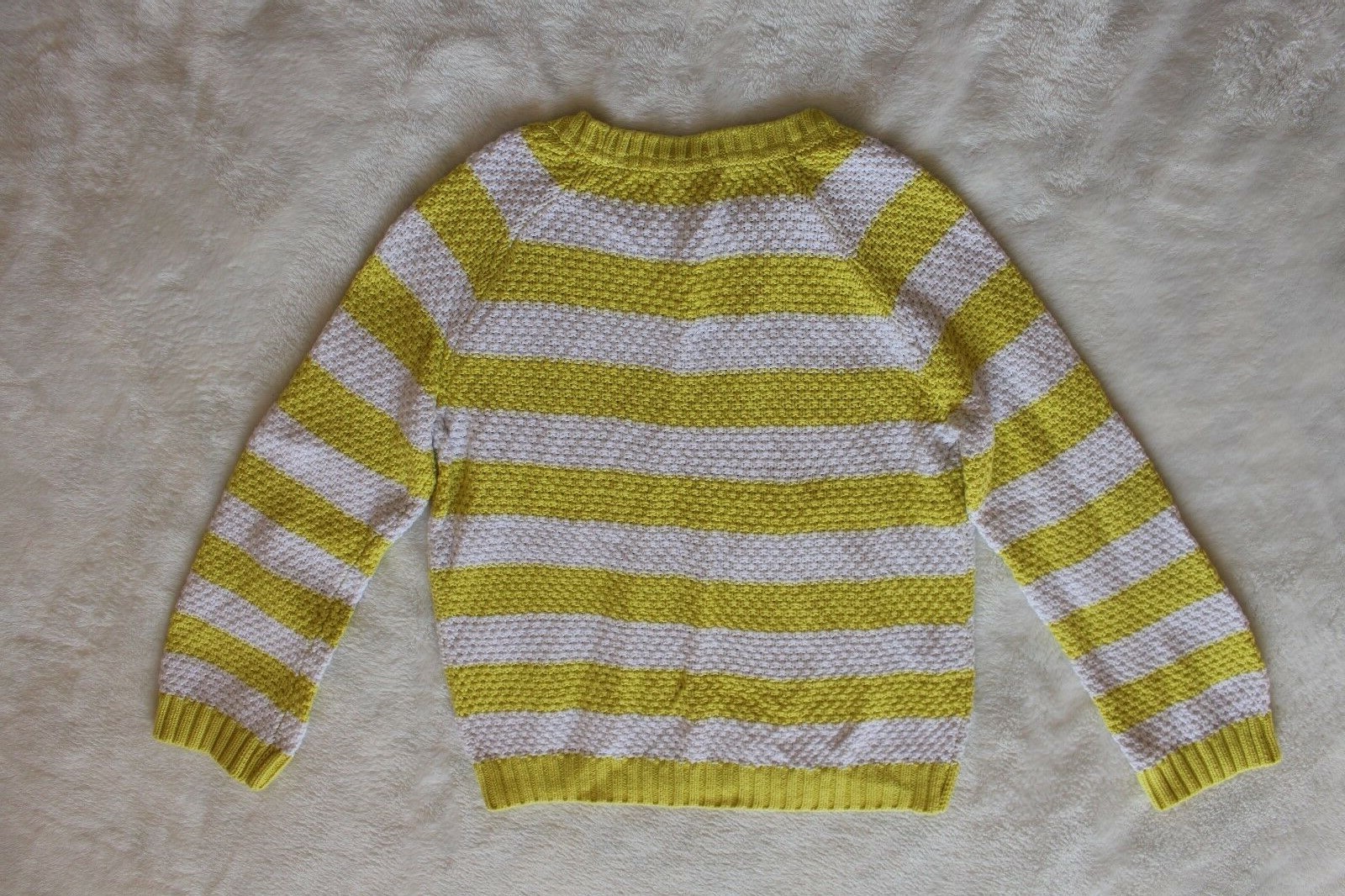 Gymboree Girls Sweater Pullover Sz 5 6 Lime White Striped Long Sleeve Spring