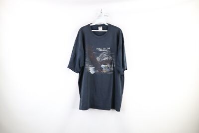 Vintage Mens 2XL Faded Spell Out Gods Country Eagle Motorcycle T-Shirt Black