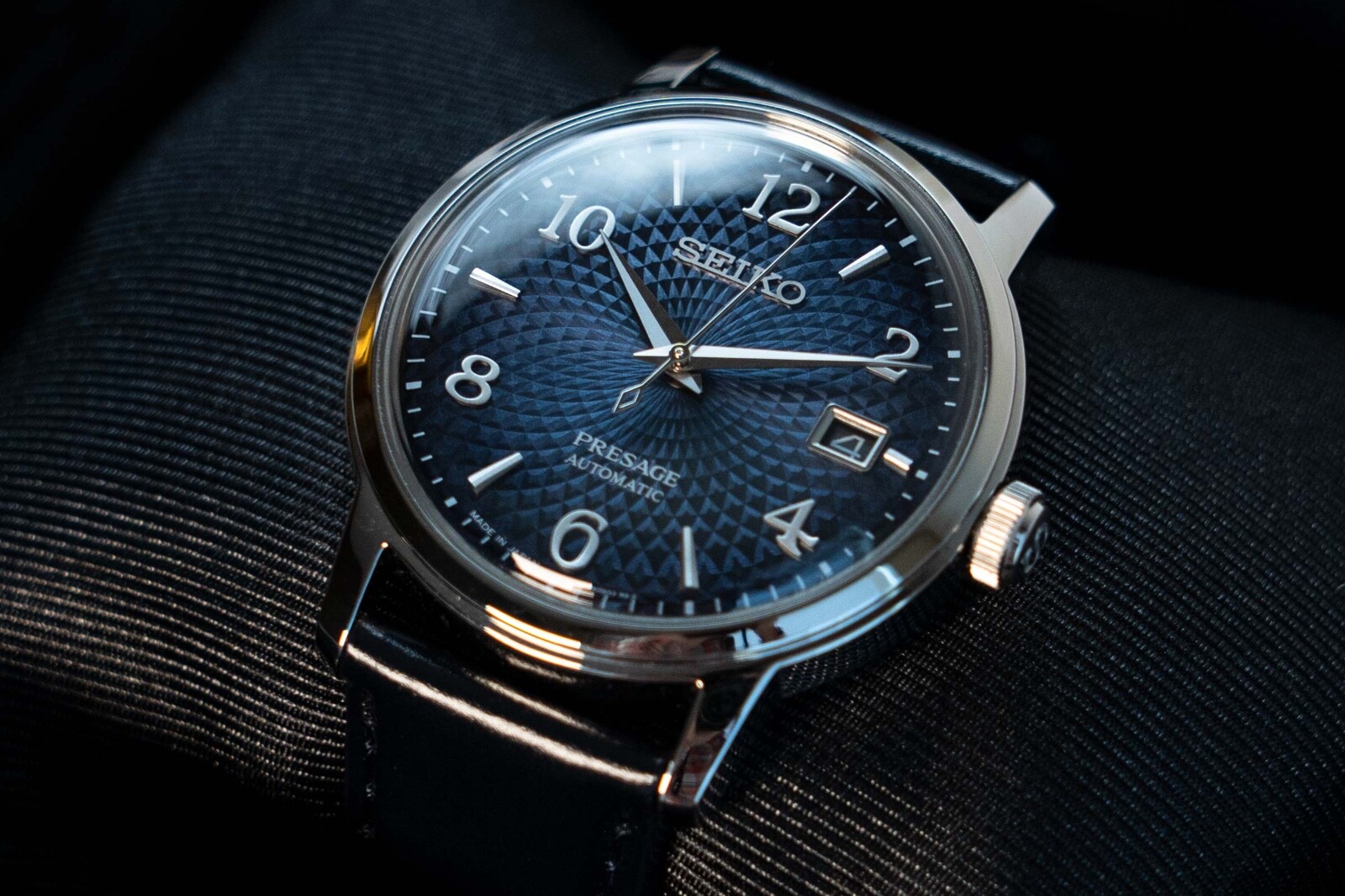 Pre-owned Seiko Presage Time Blue Dial Leather Strap Men's Watch Srpe43j1 (fedex 2 Day)