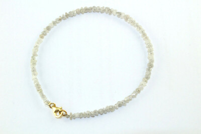 Pre-owned Big-diamonds Grey Rough Uncut Diamond Beads Bracelet With 18k Gold Lobster Clasp 2.50-3.00 Mm In Gray