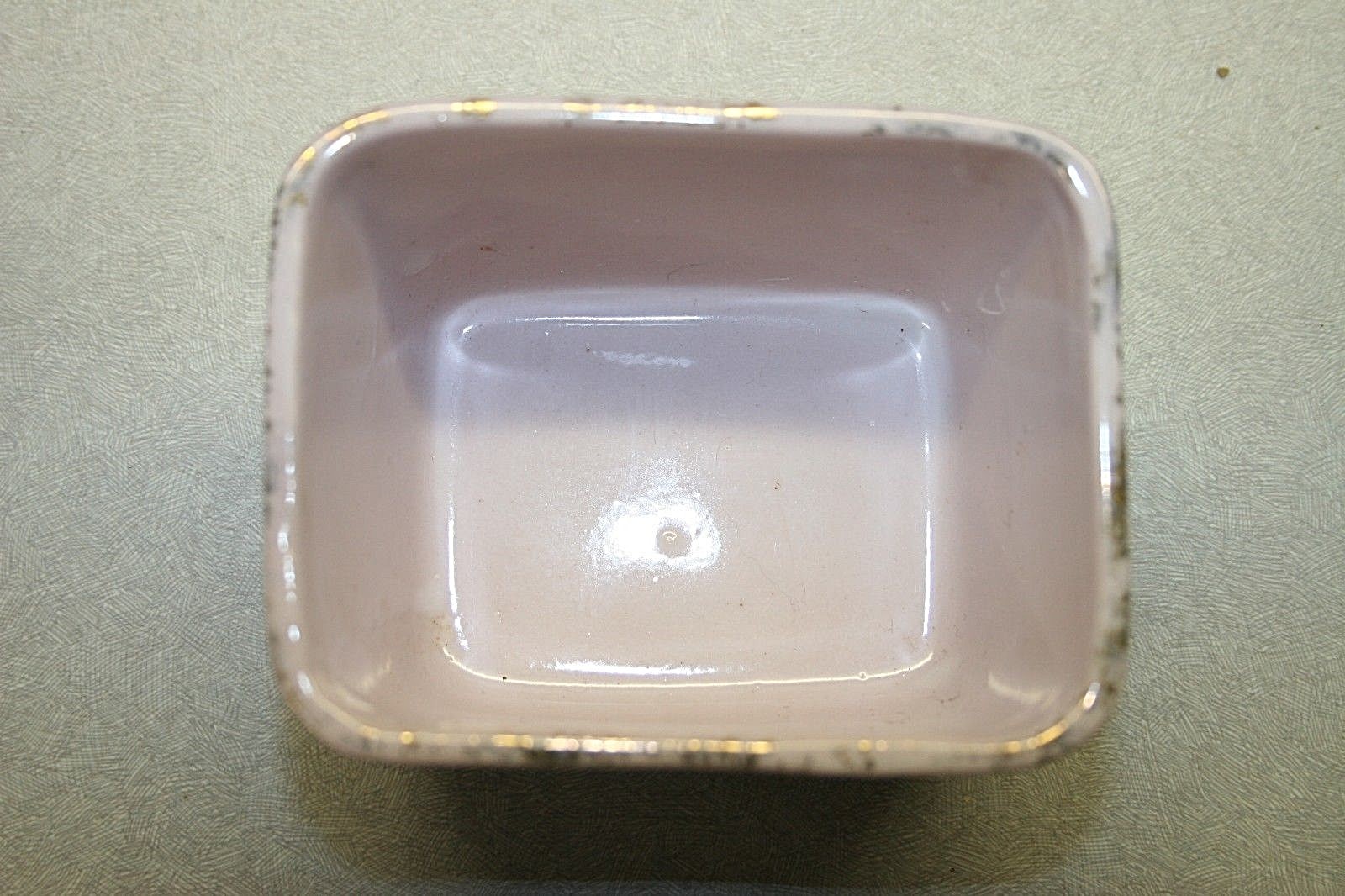 SMALL~VINTAGE~LEFTON~RECTANGLE CHINA TRINKET DISH 1 3/4