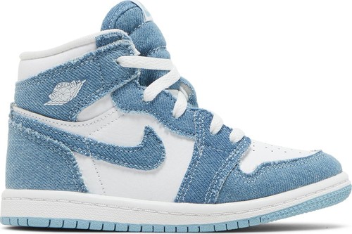 

[CU0450-104] Air Jordan Retro 1 High OG (TD) -quot;Джинсовые-quot; для малышей, White/worn blue/metallic gold