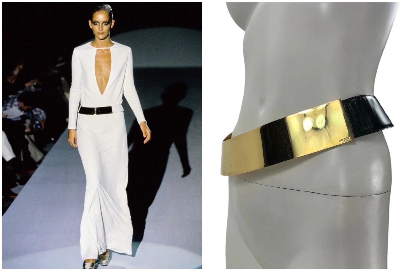 1996 Vintage Tom Ford for Gucci Black Leather Belt with Gold 1996 Vintage Tom Ford for Gucci Black Leather Belt with Gold