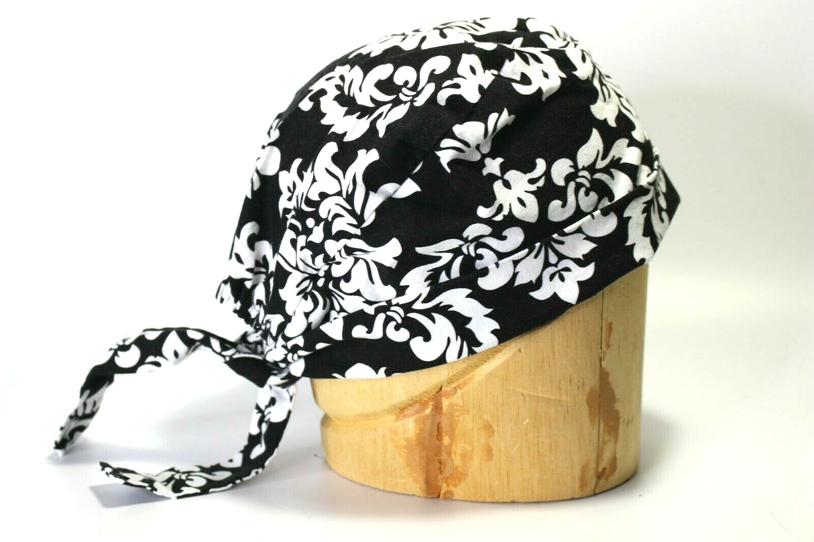 Scrub Cap Hat Surgical Womens Black and White Pattern 100% Cotton One Size