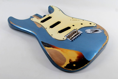 MJT Official Custom Vintage Aged Nitro Guitar Body Mark Jenny VTS Blue Metallic