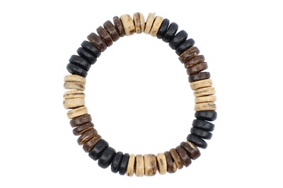 Coconut Shell Bracelet - 7'', Light & Dark Brown, Black (Thick), Hawaiian Surfer