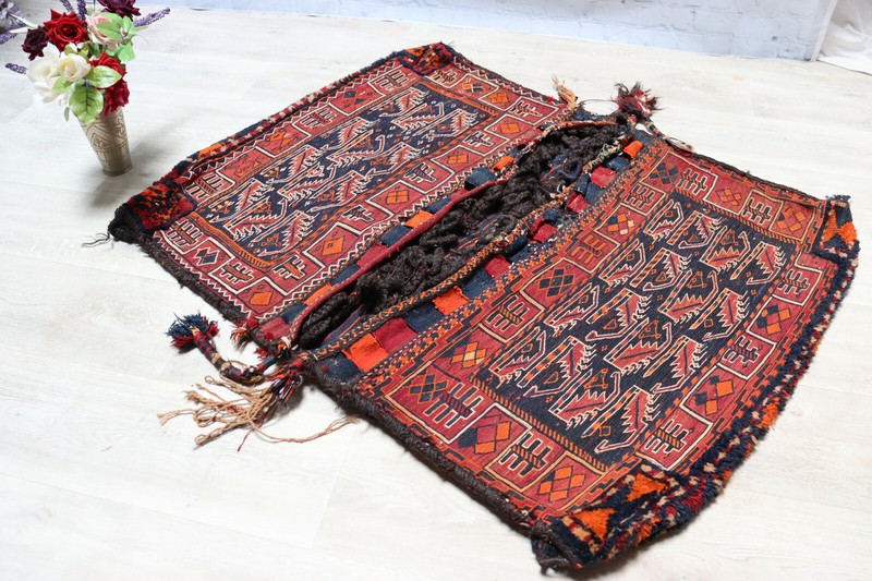 Antik  Nomaden Doppeltasche Teppich Torba Antique Nomadic Bag Sumakh Khorjin N21