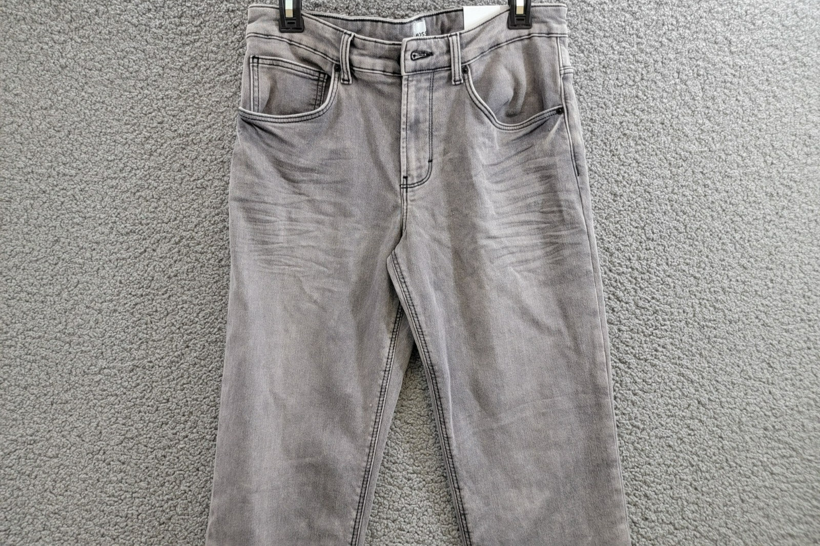 BOSS Logo-Embossed Straight-Leg Jeans Big Boys 16Y Denim Gray Button Zip Closure - Picture 3 of 18